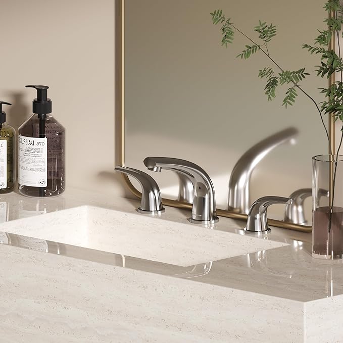 Solid Brass Widespread Bathroom Faucet,8-inch Faucets with Pop Up Drain Assembly and 2 Water Supply Lines Faucets Polished Chrome