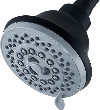 High Pressure Shower Head - 5 Spray Modes Powerful Pressure Boosting Showerhead For Bathroom - Perfect Universal Replacement for Rain Shower Heads(Matte Black)
