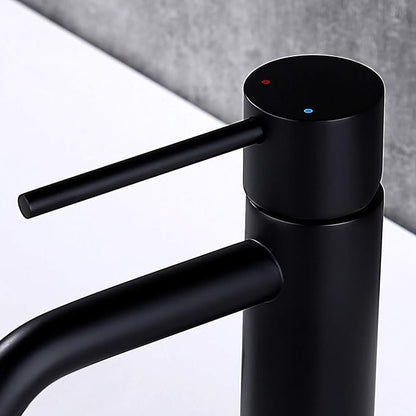 Single Hole Matte Black Bathroom Faucet with Pop Up Drain Assembly and Faucet Supply Hose, JXMMP Single Handle Lavatory Faucets for Sink, Black Sink Faucet Bathroom