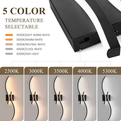 Bathroom Vanity Light Fixture, 26W 5CCT Dimmable Modern Led Bathroom Light Fixtures Over Mirror, LED Vanity Lighting Bar for Bathrooms (Black, 31.5inch)