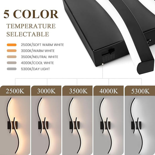 Bathroom Vanity Light Fixture, 26W 5CCT Dimmable Modern Led Bathroom Light Fixtures Over Mirror, LED Vanity Lighting Bar for Bathrooms (Black, 31.5inch)