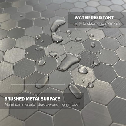 Mini Hexagon Peel and Stick Backsplash, Self Adhesive Stainless Steel Honeycomb Wall Tiles Stick on Backsplash for Kitchen Bathroom (12 Sheets)