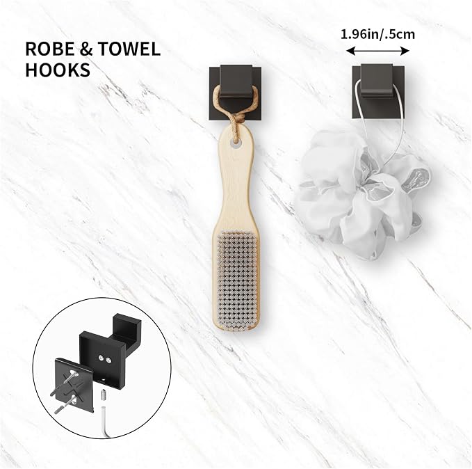 20-Pieces Matte Black Bathroom Accessories Set, 23.6 Inch Bath Towel Bar Set, SUS 304 Stainless Steel Bathroom Hardware Set, Towel Racks for Bathroom Wall Mounted.