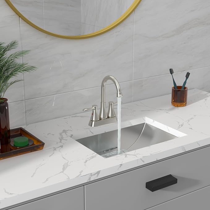 Sarlai Stainless Steel Bathroom Sink Undermount - 20"x14" Bathroom Vanity Sink Stainless Steel Rectangle Undermount Bathroom Lavatory Restroom Under Counter Sinks Basin with Pop Up Drain