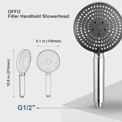OFFO Filtered Shower Head with Hose, 20 Stage Shower Head with Filters for Hard Water with 60" Stainless Steel Hose, 6 Modes High Pressure Showerhead to Remove Chlorine, Chrome