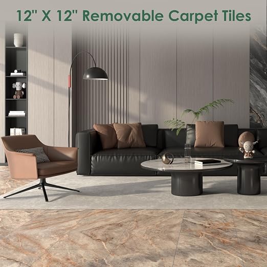 VallisCo 30-Piece Peel and Stick Floor Tiles, 12x12 Covers 30 Sq. Ft. Waterproof Vinyl Flooring, Renter-Friendly Self-Adhesive Floor Stickers for Kitchen, Bathroom, Basement & Home DIY Marble Pattern