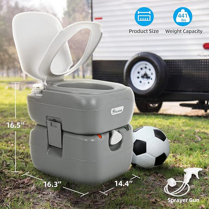YITAHOME Portable Toilet for Adults, 5.8 Gallon Camping Porta Potty with Carry Bag, Hand Sprayer, Level Indicator, Handle Pump and Leak-Proof, Indoor Outdoor Toilet for RV Travel, Boat, Hiking, Trips