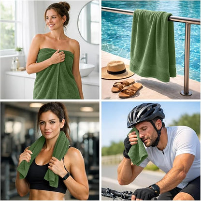 DAN RIVER 8 Piece Luxury Bath Towels for Bathroom, Towel Set, Sage Green | 2 Bath towels, 2 Hand towels, and 4 Wash Cloths, 600 GSM 100% Ring Spun Cotton, Highly Absorbent, Gym, Hotel, guest, and Spa