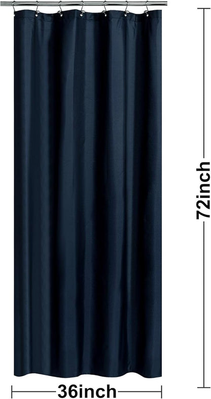 Fabric Shower Curtain or Liner 36 x 72 Inches Bath Stall Size with 2 Bottom Magnets, Hotel Quality, Washable, Water Repellent, Navy
