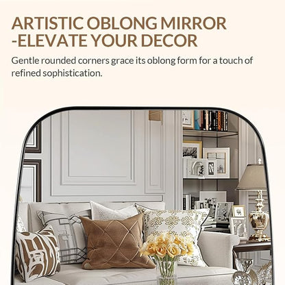 Oval Mirror for Bathroom, 24x30 Polished Chrome Oblong Bathroom Mirror for Vanity with Stainless Steel Metal Frame, Modern Anti Rust Wall Mounted