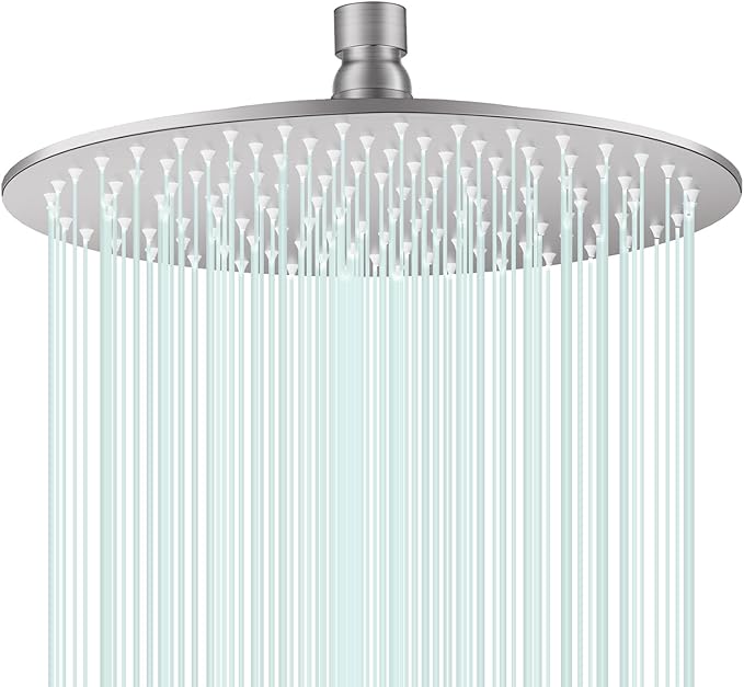 All Metal Rain Shower Head - Heavy Duty Stainless Steel, Easy Install, High Water Flow, Ultra-Thin Modern Design for Bathroom (Brushed Nickel, 10）BNW0088