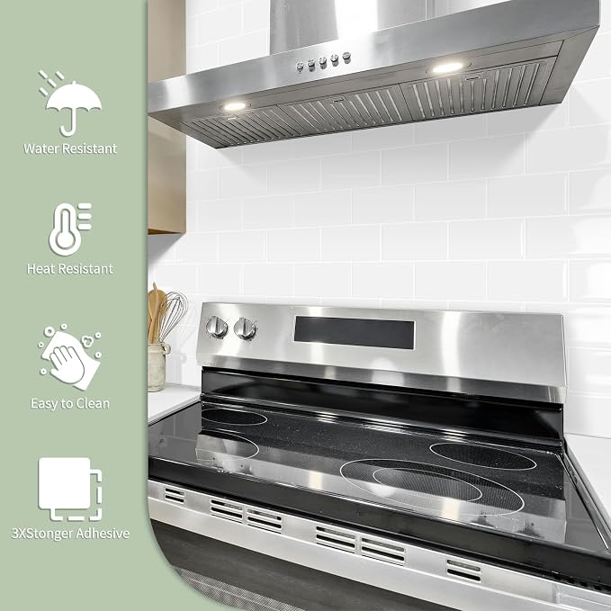 10-Sheet Thick Peel and Stick Kitchen Backsplash Tiles(White,12"×12") | 3D Subway Waterproof Self-Adhesive Wall Tile Stick on Backsplash for Kitchen and Bathroom