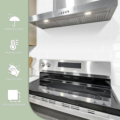 10-Sheet Thick Peel and Stick Kitchen Backsplash Tiles(White,12"×12") | 3D Subway Waterproof Self-Adhesive Wall Tile Stick on Backsplash for Kitchen and Bathroom