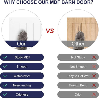 SMARTSTANDARD 54" x 84" White Sliding Barn Door with 9FT Black Hardware | Pre-Drilled Ready to Assemble, Waterproof PVC Coating, H-Frame