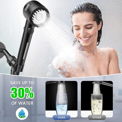 Filtered Shower Head with Handheld,High Pressure 5 Mode Shower with Filters | ON/OFF Switch Shower Filter Head for Hard Water, Remove Chlorine, Reduce Dry Itchy Skin,Holder & 60'' Hose Showerhead