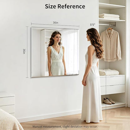 CILIBER Beveled Mirror, 36x36 Square Bathroom Mirrors for Wall, 3mm Tempered Glass Large Frameless Vanity Mirror Over Sink with Beveled Edge for Bathroom,Bedroom,Living Room and Entryway