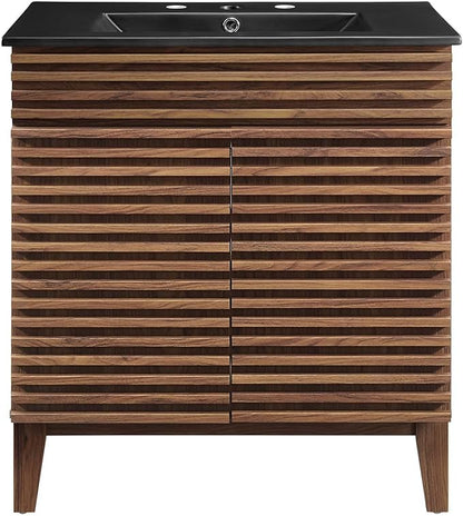 Modway Render 30" Bathroom Vanity with Sink in Walnut Black