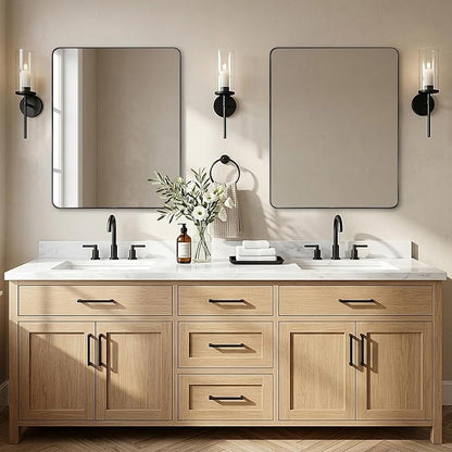 Black Bathroom Mirrors for Over Sink, 24x30 Inch Matte Black Mirror for Bathroom, Rectangle Metal Vanity Mirror for Wall-Modern Clean Design with Superior Stainless Steel Frame