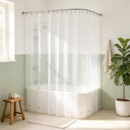 Mrs Awesome Extra Wide Frosted Shower Curtain Liner with 8 Magnets 108x72 | 18 Rustproof Grommets,Waterproof Lightweight PEVA,108W x 72H Shower Liner for Claw Foot Bathtub or Curved Rod