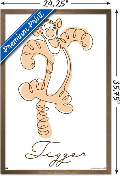 Trends International Disney Simple Moments Line Art - Tigger Wall Poster, 34L x 22.4W, Bronze Framed Version