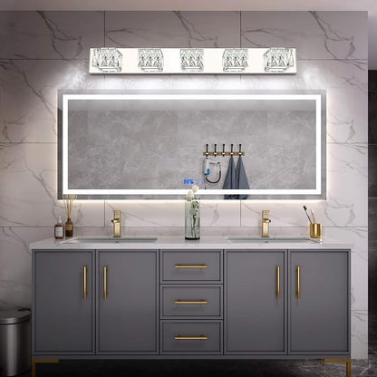 Modern Vanity Lights for Bathroom - Crystal 5 Light Bathroom Vanity Lights - Chrome LED Bath Lighting Fixtures