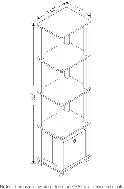 FURINNO TNT No Tools 5-Tier Display Decorative Shelf, French Oak Grey/Black/Black