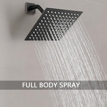 Oil Rubbed Bronze Shower System with 8'' Rainfall Shower Head, Handheld Shower head, Bathroom Luxury Rain Mixer Shower Combo Set Wall Mounted Shower Faucet Rough-in Valve and Trim Kit