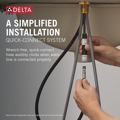 Delta Arvo Matte Black Bathroom Faucet with Sprayer, 8 Inch 3 Hole Widespread Bathroom Sink Faucet with Pull Out Sprayer, Push-Pop Drain, Matte Black 35840LF-BLPD