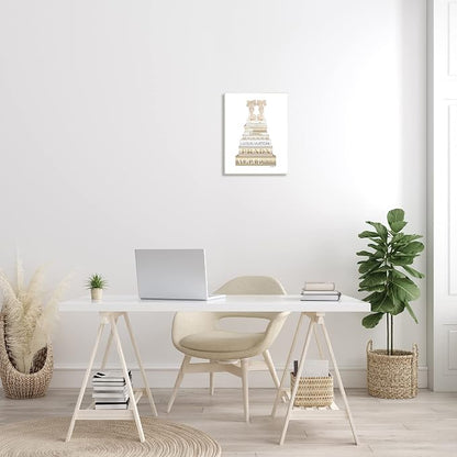 Cream Bow Heels Glam Bookstack, 13 x 19 Inch Mounted Print on Wall Plaque | Stupell Industries · By Amanda Greenwood · Ready to hang · Chic giftable accent · Made in USA