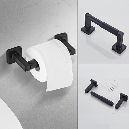 Matte Black Bathroom Hardware Set 4 Pieces,Towel Bar Set Stainless Steel Wall Mounted, Includes 16In Hand Towel Bar, Towel Ring, Robe Towel Hooks,Toilet Paper Holder, Bathroom Towel Rack Set