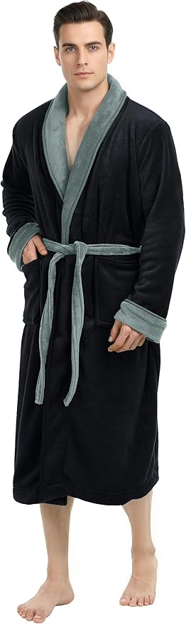 NY Threads Mens Robe, Luxury Plush Fleece Mens Bathrobe, Spa Bath Robe for Men