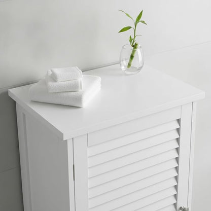 Lavish Home Bathroom Cabinet - Freestanding Storage Organizer for Towels or Laundry Room - Adjustable Shelf and Shutter Style Door (White)