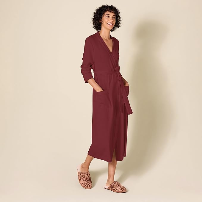 Amazon Essentials Women's Lightweight Waffle Full-Length Bath Robe (Available in Plus Size)