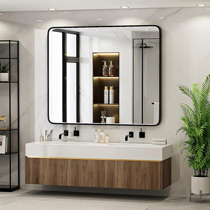 LED 43x36 Inch Lighted Bathroom Mirror,Black Frame,3 Color | ETL Listed,Anti-Fog,3000K/4500K/6000K Dimmable,Horizontal & Vertical,Wall Mounted,Memory Function,Ideal for Bathroom,Vanity