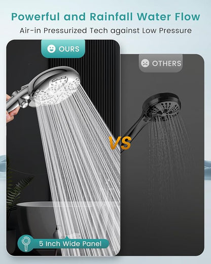 Filtered Shower Head with Handheld, High Pressure Shower Heads with Filters | 7 Mode, ON/OFF Switch for Pet Bath, Detachable ShowerHead for Hard Water, Remove Chlorine, Built-in Power Wash to Clean Tub