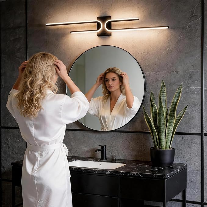 Vanity Light for Bathroom Lighting Over Mirror Black Dimmable 3CCT Vanity Lighting Fixture Modern Bath Vanity Bar 39in Led Bathroom Wall Sconce Lighting for Bedroom Living Room with Remote Control