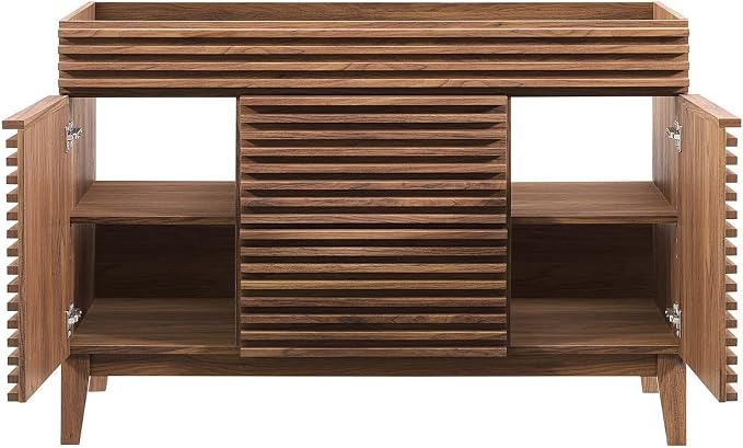 Modway Render 48" Single Sink Compatible (Not Included) Bathroom Vanity Cabinet in Walnut