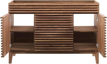 Modway Render 48" Single Sink Compatible (Not Included) Bathroom Vanity Cabinet in Walnut