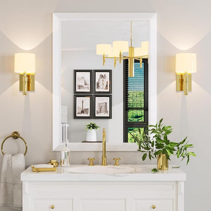 Bathroom Mirror for Wall, 40x30 Inch (White) | HD Reflection, Tempered Glass, Thick Metal Framed Rectangle Mirrors for Over Sink, Vanity, Bedroom, Living Room, Entryway.
