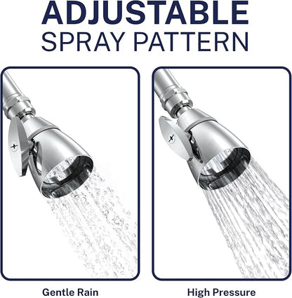 HammerHead Showers® Solid Metal 2 Inch High Pressure Shower Heads - CHROME – California Compliant 1.75 GPM Low Flow Rate - High Flow Shower Head with ADJUSTABLE SPRAY PATTERN - Fixed Shower Head