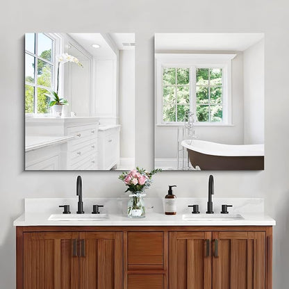 CILIBER Frameless Mirror, 24x30 Mirrors for Wall, Rectangle Bathroom Mirror for Over Sink, Frameless Vanity Mirror with Polished Edge, 3mm Tempered Glass, Hangs Horizontally or Vertically