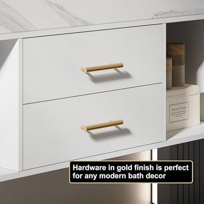 homary 39.4" Floating Bathroom Vanity with Sink, Modern Wall-Mounted Vanity Bathroom Cabinet with Sintered Stone Countertop, Undermount Sink & White, 2 Open Storage Shelves