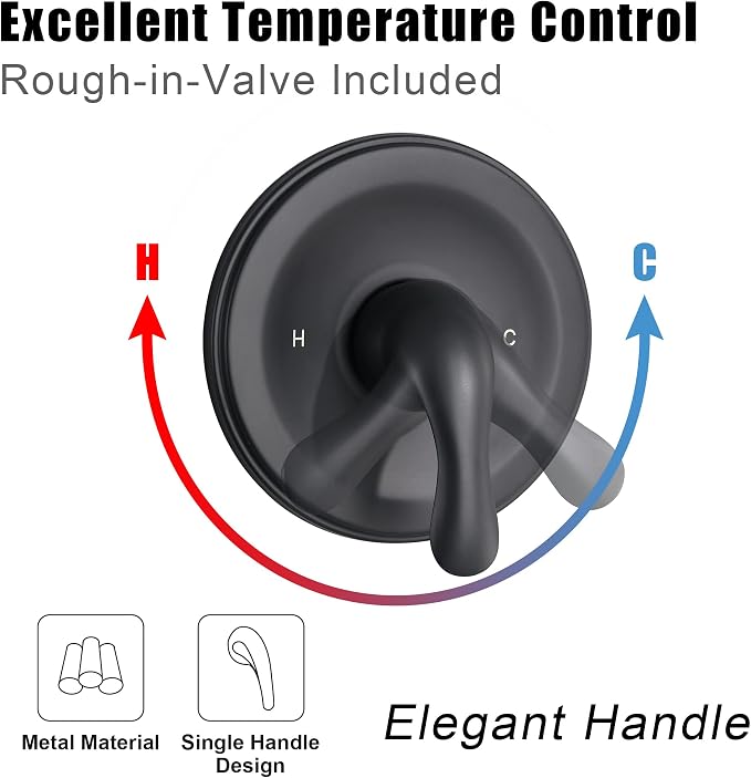 Black Shower Faucet Set with Tub Spout - Tub and Shower Faucet Combo| Dual 2 in 1 Shower System with Handheld Showerhead 3-way Water Diverter Shower Trim Kit(Pressure Balancing Valve Included)