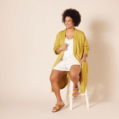 Amazon Essentials Women's Lightweight Cotton Waffle Mid-Length Bathrobe (Available in Plus Size)