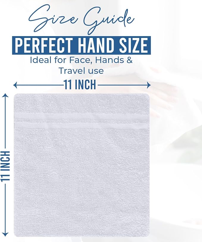 DAN RIVER 10 Pack Wash Cloths for Showering [11x11] - 100% Cotton Washcloths Premium Quality Flannel Face Cloths for Bathroom, Highly Absorbent and Soft Feel Wash Clothes, White