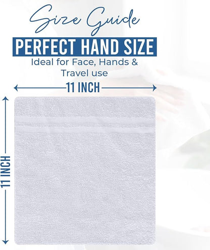 DAN RIVER 10 Pack Wash Cloths for Showering [11x11] - 100% Cotton Washcloths Premium Quality Flannel Face Cloths for Bathroom, Highly Absorbent and Soft Feel Wash Clothes, White