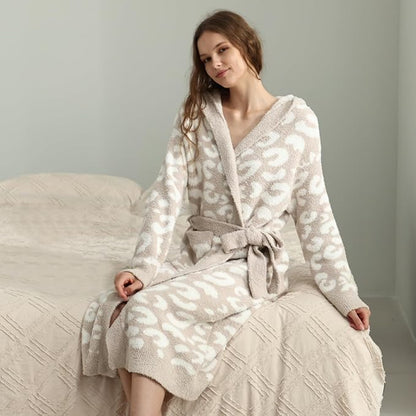 MH MYLUNE HOME Ultra Soft Robe With Pockets, Spa Bathrobe Loungewear Calf-Length, Plush Fuzzy Fluffy Wrap Robe for Women