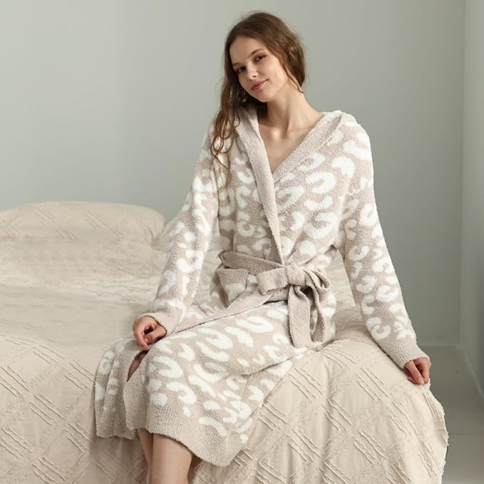 MH MYLUNE HOME Ultra Soft Robes for Women with Pockets, Womens Robe Plush | Hooded House Robes for Women Calf-Length, Spa Bath Robe, Cozy Comfy Fluffy Fuzzy Robe for Women, Womens Bathrobe