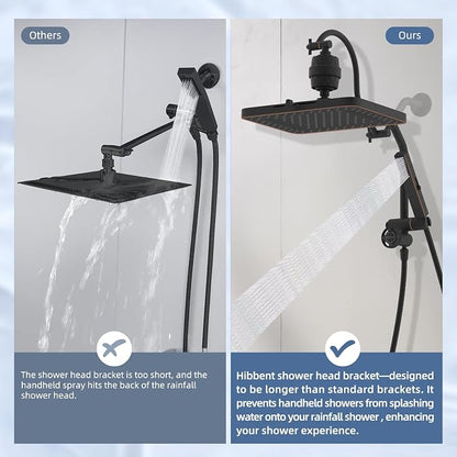 Hibbent 5-spray Filtered Showerhead, 4-Spray Shower Wand, Oil-Rubbed Bronze | cUPC Certified High Pressure Rainfall Showerhead Combo, All Metal 4-way Diverter Extension Arm & Handheld Spray, 71'' Hose