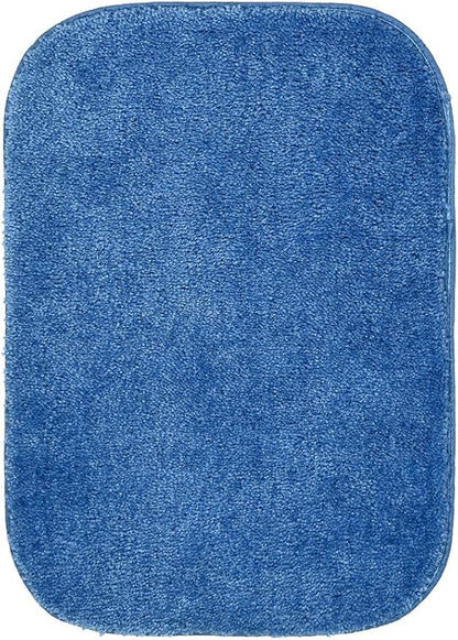 Garland Rug Traditional Nylon Washable Electric Blue 3 Piece Set - Lid, Contour, Bath Rug - Soft, Absorbent, and Stylish for Your Bathroom